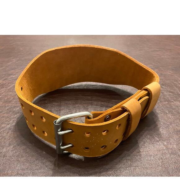 Power Systems Leather Weightlifting Belt Small Tan Double-Prong USA Gym Lift - Picture 2 of 7